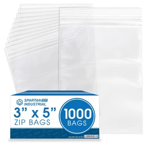 Bolsas de polietileno de plástico transparente con cremallera de 3” X 5” 1000 unidades 2 mil resellables - Imagen 1 de 12