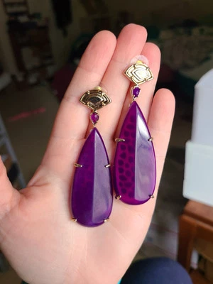 Pendientes Sher Kendra Scott Vintage en Oro y Ágata Morada Foto 1 de 4