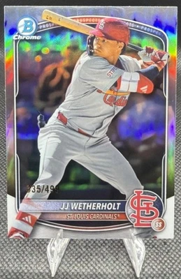 2025 Bowman Chrome 1st Prospect JJ WETHERHOLT /499 True Refractor #BCP-241 *MINT - Image 1 of 4