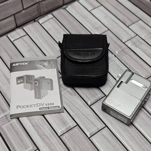 Cámara digital de mano vintage 4X Aiptek DV4500 DUO-V25 estuche y libro solo piezas - Imagen 1 de 22