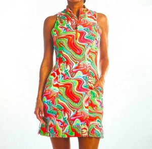 Tzu Tzu Golfkleid Gr. XS Mod Print Taschen Sport Tennis Golfbekleidung Racerback - Bild 1 von 9
