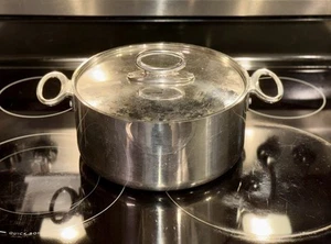 Sur La Table Large Stainless Steel 10” Stock Pot With Lid Silver Cookware Soup - Picture 1 of 14