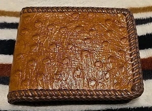 Vintage Handmade Ostrich Wallet Bifold Men's NOS - Picture 1 of 8