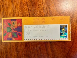 VINTAGE 1996 ATLANTA SUMMER OLYMPIC BEACH VOLLEYBALL TICKET JULY 25, 1996 - Picture 1 of 2