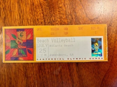 VINTAGE 1996 ATLANTA SUMMER OLYMPIC BEACH VOLLEYBALL TICKET JULY 25, 1996 - Image 1 of 2