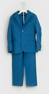 Boys 6Y Tuxedo Suit 5 Piece Set Bright Blue Worn Once - Picture 1 of 9