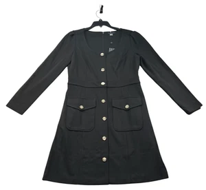 Tommy Hilfiger Dress Womens Size 10 Black Decorative Buttons Long Sleeve New - Picture 1 of 7