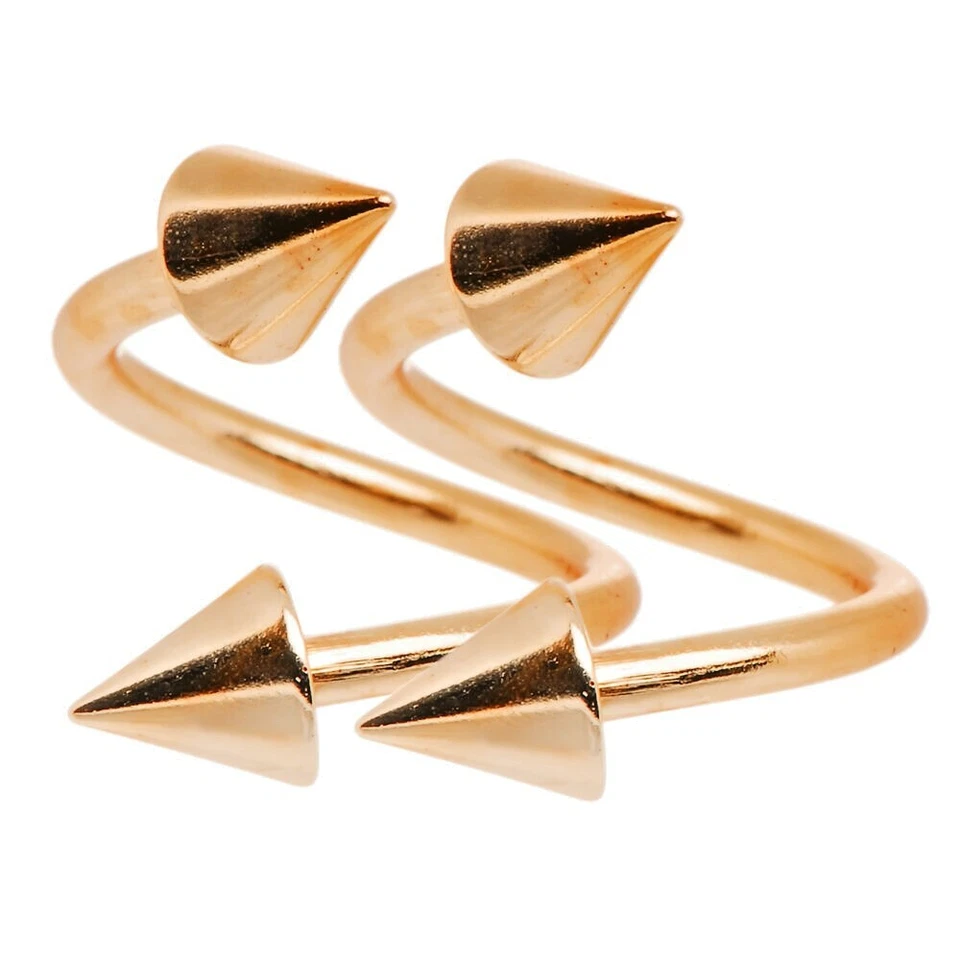 Par de anel espiral Twister com pontas de ponta ouro rosa I.P. Lábio calibre 16 5/16" 8 mm - Imagem 1 de 1