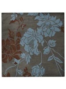 Alfombra cuadrada de lana acolchada a mano ecológica gris azul BBH Homes BBK0051 - Imagen 1 de 4