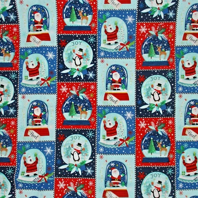Globos de nieve retazos de Navidad tela 1 yarda azul algodón acolchado crearlo Foto 1 de 4