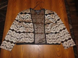 R&M COLLECTION - Size 4P - Shirt Top Black Gold Floral Shimmer Long Sleeve - EUC - Picture 1 of 8