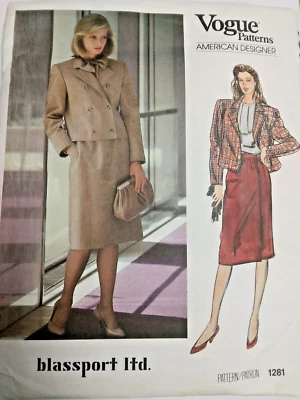 Chaqueta Corta Falda Delgada Lápiz 14 VOGUE 1281 Patrón de Costura UC DE COLECCIÓN Blassport Foto 1 de 4
