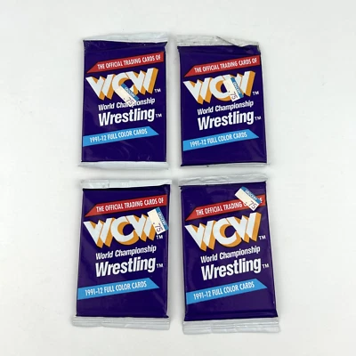 Four Pack of 1991 WCW World Championship Wrestling 12 Cards x 4 Factory Sealed - Image 1 of 4