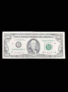 Lightly Circulated Small Head $100 bill (One Hundred Dollar Bill) - Series 1990 - Picture 1 of 2