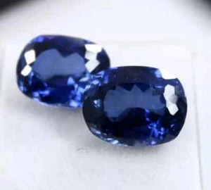 17.50 Ct Natural Kashmiri Blue Sapphire Cushion Certified Loose Gemstone Pair - Picture 1 of 6