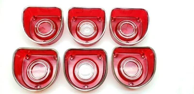 1968 68 Caprice Tail Light Back Up Light Lens Chrome Trim Set of 6 - Image 1 of 4
