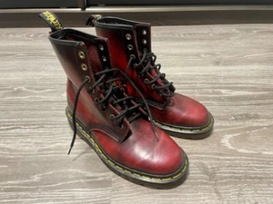 RARE Dr. Martens 1460 Cherry Red and Black boots 4UK Made in England Vintage - Picture 1 of 11