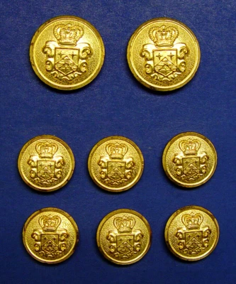 CRICKETEER Replacement Buttons 10 pcs 2-PART GOLD TONE  GOOD USED AGED CONDITION - Image 1 of 4
