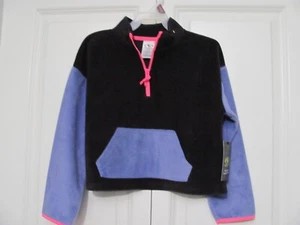 NWT SIZE S (6-6X) ATHLETIC WORKS GIRL'S L/S BLACK/PURPLE 1/2 ZIP PULLOVER JACKET - Picture 1 of 3