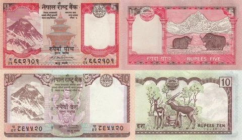 Nepal 2 PCS Set: 5 & 10 Rupees (ND/2008) - p60a & p61a UNC Cover