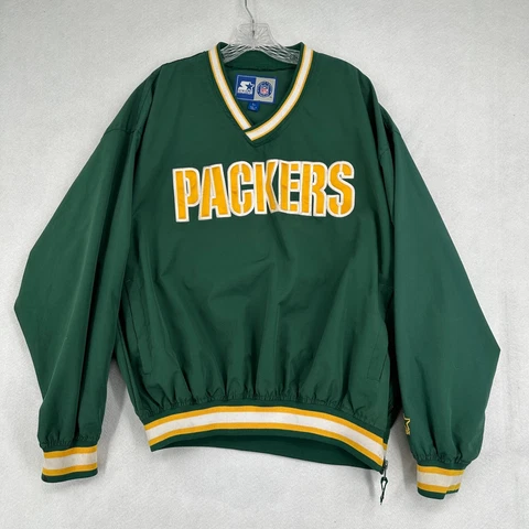 Vintage Green Bay Packers NFL Starter Jacket Adult Large Pullover Lined Spellout Cover