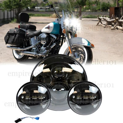 For Harley Davidson Heritage Softail Classic FLSTC LED Headlight &Passing Lights - Image 1 of 4