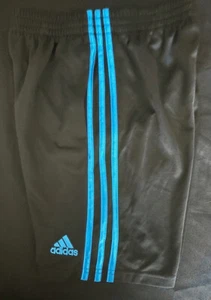 Adidas Shorts Boys ( Black 3 TURQ stripes, MEDIUM 10/12) NWOT - Picture 1 of 2