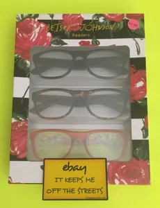 ❤️Authentic BETSEY JOHNSON 3 PAIR SET READING GLASSES READERS +1.50 NEW ❤️ - Picture 1 of 5