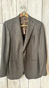Barneys New York Cashmere Blend Sport Coat Red and Green Check 40R Corozo Button - Picture 1 of 7