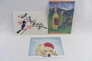 3 Lot POSTKARTEN - Olivenöl von Uleman, Happy Holiday Puppy, blaue Vögel von Hribek - Bild 1 von 5
