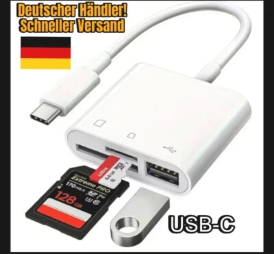 3 in 1 USB C Kartenleser, MicroSD, SD, USB Card Reader, Iphone, Android - Image 1 of 4