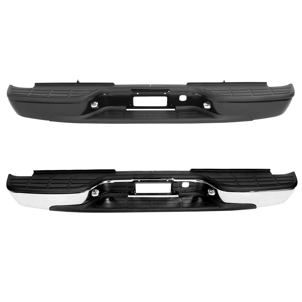 Black / Chrome Rear Bumper For Chevy Silverado GMC Sierra 2500HD 3500HD 99-07 Foto 1 de 1