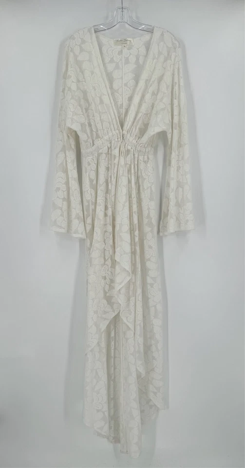 Kristen Bellamy Womens White Lace V Neck Long Sleeve High Low Kaftan Dress Sz M - Image 1 of 4
