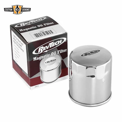 Filtro de aceite cromado RevTech adecuado para Harley Sportster y EVO Big Twin #63796-77A Foto 1 de 4
