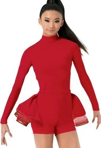 Dance Costume Red Long Sleeve Dress Balera MT9903 Small Adult Jazz Tap Acro - Picture 1 of 3