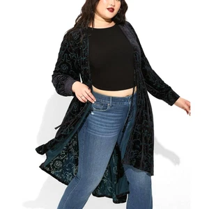 Torrid 4 (4 x 26) Disney Haunted Mansion Samt Maxi Hi Lo offen Kimono Bluse neu - Bild 1 von 5