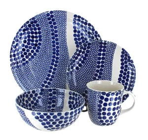 Blue Rose Polish Pottery Zara 4 Piece Place Setting - Service for 1 - Picture 1 of 1