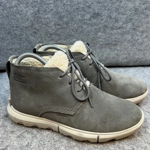 Sorel Waterproof Suede Leather Chukka Ankle Boots Gray Shearling Womens 7 - Picture 1 of 9