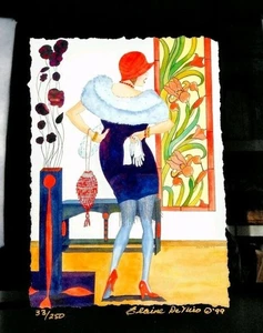 Elaine DeNiro 1920s Art Deco "On The Town" Signed Numbered 33/250 Gicle'e COA - Picture 1 of 6