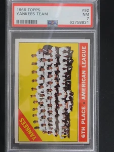 1966 Topps Baseball Card #92 Yankees Team Card (NM) PSA 7 - Picture 1 of 2