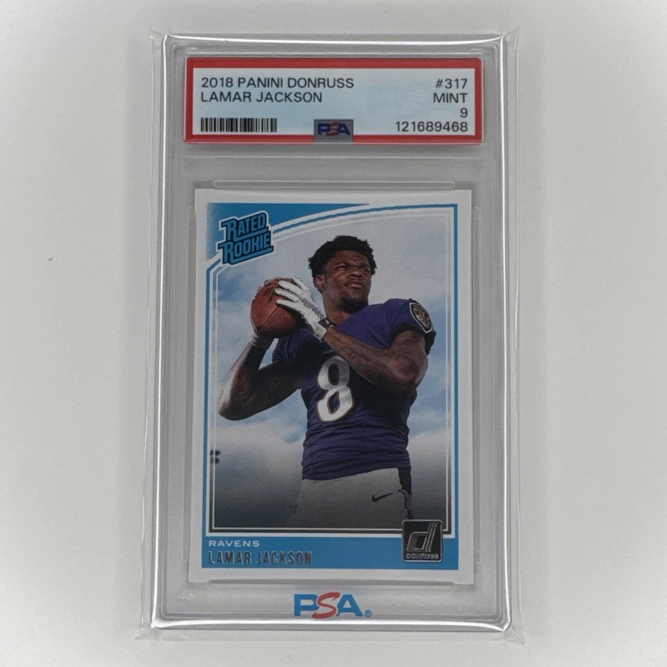 Lamar Jackson 2018 Panini Donruss clasificación Rookie RC #317 PSA 9 como nuevo **Ravens** Foto 1 de 1