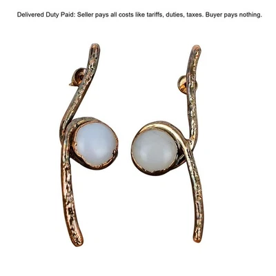 Pendientes colgantes de piedra madreperla cobre electroformado junio joyería Foto 1 de 4