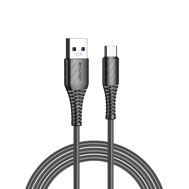 Cable de carga rápida inteligente AWEI CL-69 5A tipo C / USB-C, longitud: 1M (negro) Foto 1 de 1