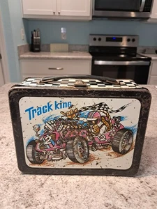1975 Track King Lunch Box - No Thermos * Vintage * Lunchbox tin kit pail RUSTY - Picture 1 of 6