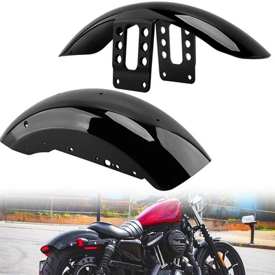 Vivid Black Front Rear Fenders For Harley Sportster XL 883 1200 Custom 2004-2024 Foto 1 de 4