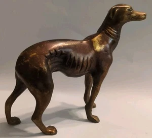 Bronze Sculpture of Greyhound / Whippet  5.5" tall 6" long Figure Decor - Picture 1 of 7