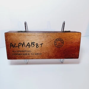 Vintage Alphabet Handschrift Stempel Set Großbuchstaben und Zahlen Holz und Gummi CIB - Bild 1 von 13