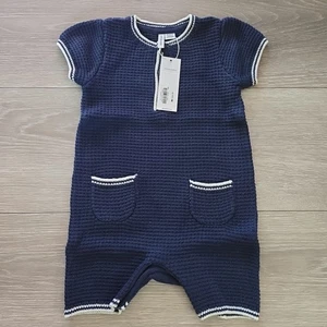 Janie And Jack Baby Waffle Knit Romper 12-18M Blue - Picture 1 of 3