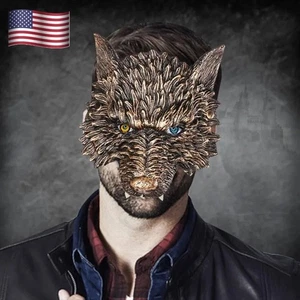 Máscara de cabeza de lobo de látex PU para hombre lobo BigBad Wolf horror Halloween máscara facial - Imagen 1 de 11