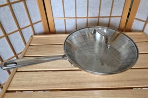 EMERIL Padella 10 Pollici Acciaio Inox Nucleo Rame Saute con Coperchio Pulire - Foto 1 di 13